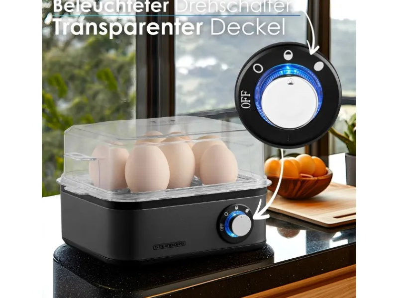 STEINBORG SB-2630 Eierkocher für 1 bis 8 Eier Dampfauslass 500 Watt< Haushaltsgeräte