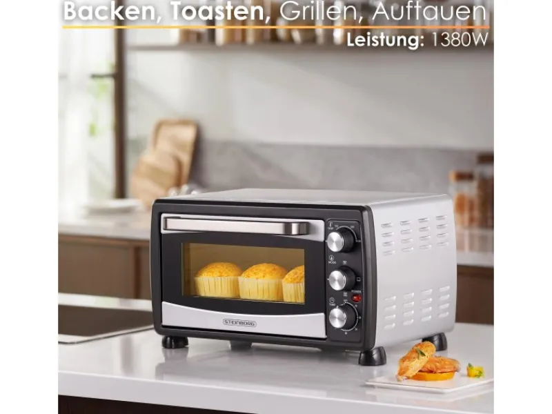 Best STEINBORG SB-3007 Minibackofen mit Umluft 20 Liter 1380 Watt