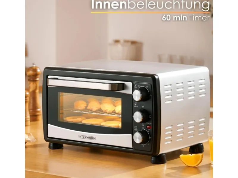 Best STEINBORG SB-3007 Minibackofen mit Umluft 20 Liter 1380 Watt