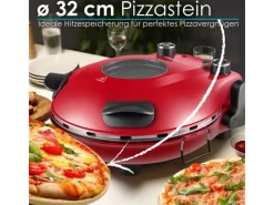 STEINBORG Haushaltsgeräte<SB-3140 Pizzaofen Elektrisch 32 cm mit Pizzastein Timer 5 Stufen 1200 Watt
