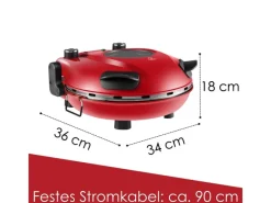 STEINBORG Haushaltsgeräte<SB-3140 Pizzaofen Elektrisch 32 cm mit Pizzastein Timer 5 Stufen 1200 Watt