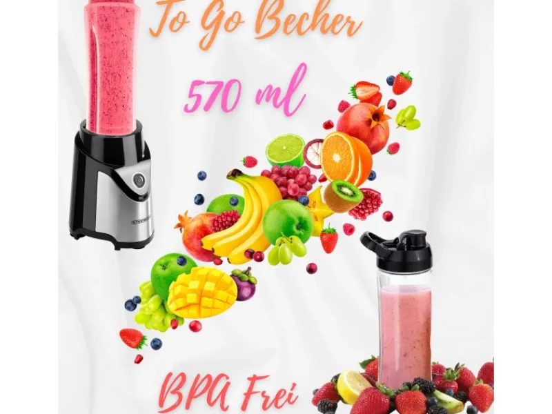 Outlet STEINBORG SB-7030 Standmixer mit To-Go Becher Glaskrug BPA-Frei 500 Watt