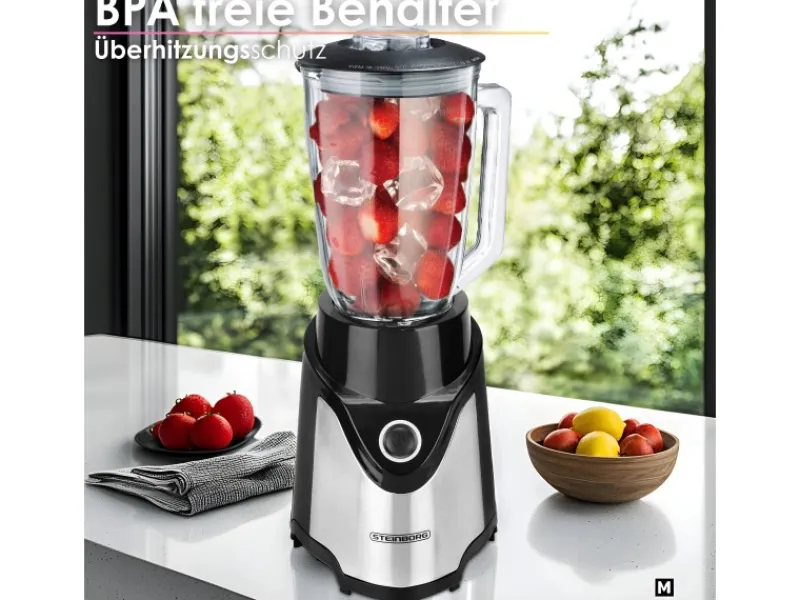 Outlet STEINBORG SB-7030 Standmixer mit To-Go Becher Glaskrug BPA-Frei 500 Watt