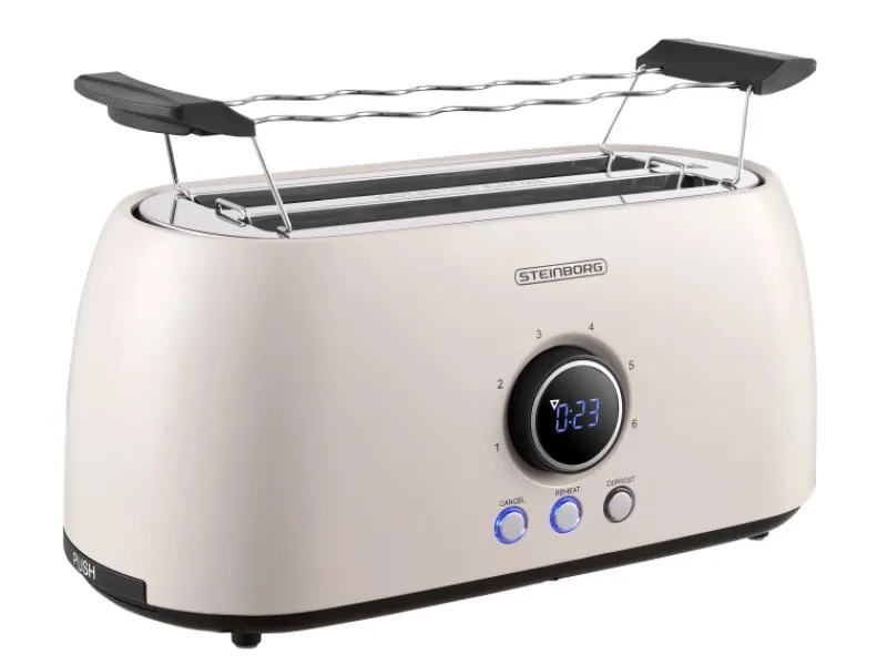 Hot STEINBORG SB-2214 XXL 4 Scheiben Toaster Digitales Display 1500 Watt Beige
