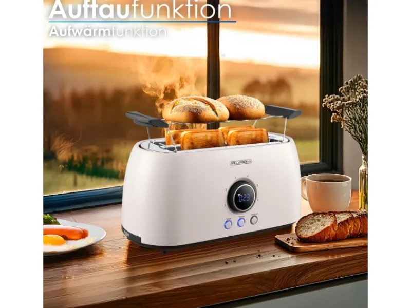 Hot STEINBORG SB-2214 XXL 4 Scheiben Toaster Digitales Display 1500 Watt Beige