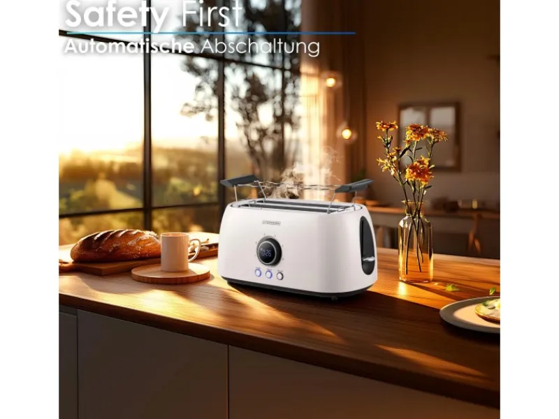Hot STEINBORG SB-2214 XXL 4 Scheiben Toaster Digitales Display 1500 Watt Beige