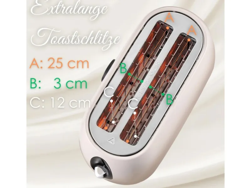 Hot STEINBORG SB-2214 XXL 4 Scheiben Toaster Digitales Display 1500 Watt Beige
