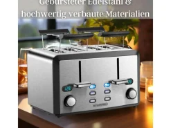 STEINBORG Haushaltsgeräte<SB-2210 XXL 4-fach Toaster 1600 Watt 2x Brötchenaufsatz