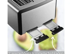 STEINBORG Haushaltsgeräte<SB-2210 XXL 4-fach Toaster 1600 Watt 2x Brötchenaufsatz