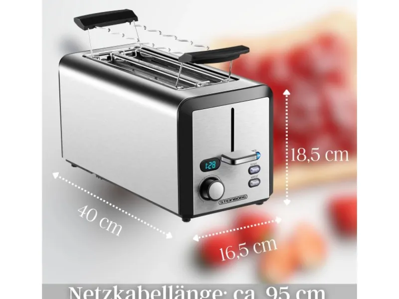STEINBORG SB-2211 XXL Langschlitz Toaster mit Brötchenaufsatz 1500 Watt< Haushaltsgeräte