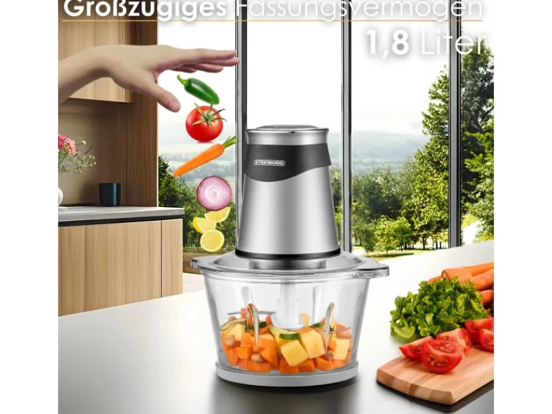 STEINBORG SB-2640 Zerkleinerer mit Glasbehälter Elektrisch 1,8L 500 Watt< Haushaltsgeräte
