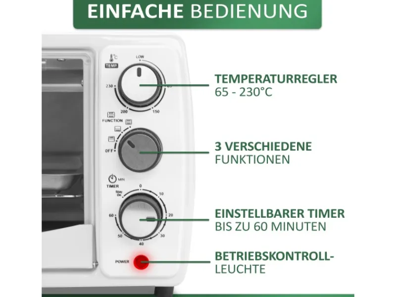 STEINBORG SB-3005W Minibackofen 13 Liter 1200 Watt Weiß< Haushaltsgeräte