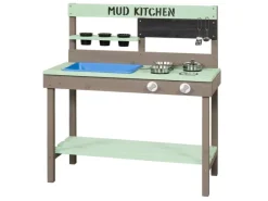 SwingKing Herde<Swing King Spielküche Mud Kitchen 88 cm x 77 cm x 34 cm Grau-Grün FSC®
