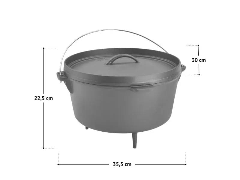 TAINO Dutch Oven Gusseisen 8L Set Deckelheber Ständer Zubehör Cast Iron< Herde|Töpfe