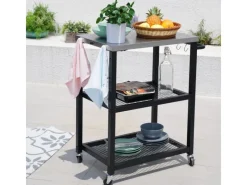 TAINO Servierwagen<Netis Grillwagen Grilltisch Rollwagen Grillständer Klein Mit Rollen Outdoor Balkon Garten Terrasse Schwarz