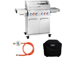 TAINO Platinum Yamara 4+2 Gasgrill Set mit Haube Edelstahl 4 Brenner Sear-Burner Backburner< Schneidebretter