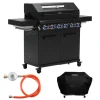 TAINO Schneidebretter<Platinum Yamara Dark 6+2 Gasgrill Set Mit Haube Stahl 6 Brenner Sear-Burner Backburner