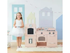 Discount Teamson Kids Große Holzspielküche Spielherdset mit Zubehör Rosa