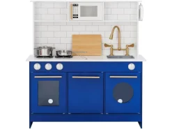 Teamson Kids Kinderküche Spielküche mit Zubehör für Kinder Blau< Schneidebretter
