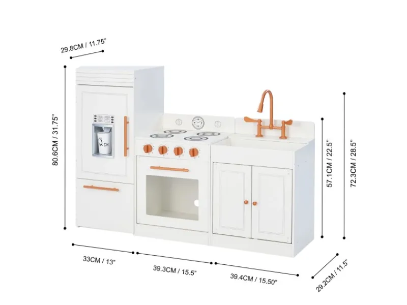 Herde|Kühlschränke<Teamson Kids Little Chef Paris Modulare Spielküche Weiß Roségold