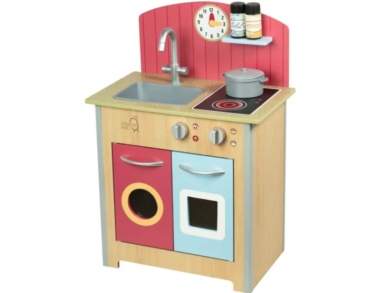 Teamson Kids Little Chef Porto Klassik Interaktive Holzspielküche Rot< Kochfelder|Herde