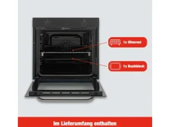 Telefunken Kochfelder<Backofen Einbaubackofen Autark 78 Liter Hot Air Shield 60 cm Einbau Ofen Ohne Kochfeld Schwarz