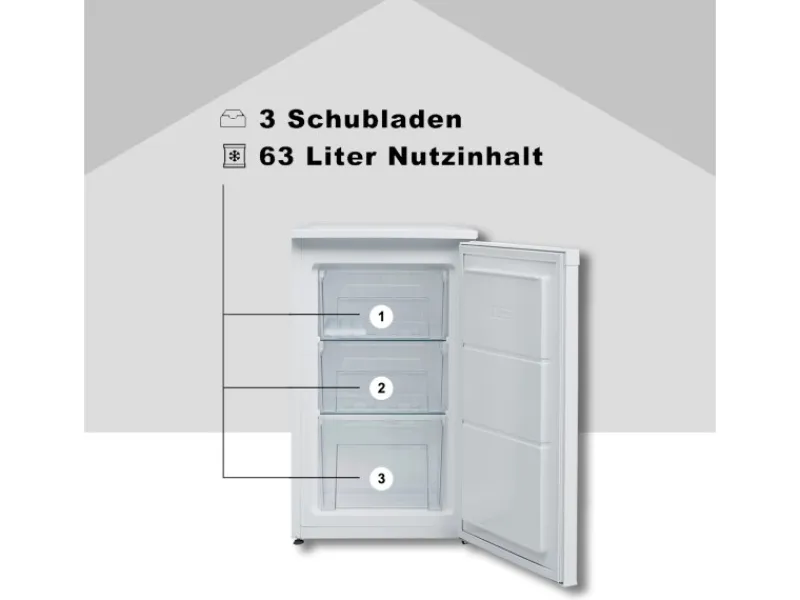 Telefunken Gefrierschrank 63L Nutzinhalt Tiefkühlschrank 4Sterne Höhe 82,1cm Breite 48cm CF-34-101-W< Gefrierschränke