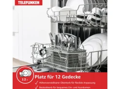 Hot Telefunken Geschirrspüler teilintegriert Einbauspülmaschine 60 cm 12 Maßgedecke 9 Programme AquaStop G-ET-6014-C-I