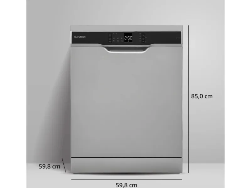 Telefunken Geschirrspüler<Geschirrspüler Freistehend 60 cm Spülmaschine Silber 12 Maßgedecke 6 Programme AquaStop Eco GFS6012DI