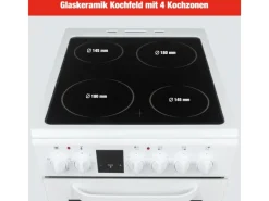 Telefunken Standherd mit Glaskeramik-Kochfeld Elektroherd Freistehend 50 cm Breit Herd mit Backofen und Kochfeld< Kochfelder|Herde