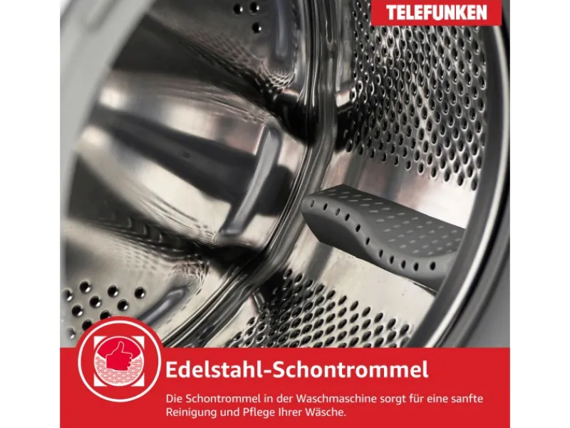 Telefunken Waschmaschinen<Waschmaschine 9kg 1400 U/Min. Dampffunktion Inverter Motor AquaStop 15 Programme W-9-1400-A-W