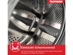 New Telefunken Waschmaschine 8kg 1400 U/Min. Inverter Motor AquaStop 15 Programme W-8-1400-A-W weiß