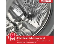 Discount Telefunken Waschmaschine 7kg Frontlader 1400 U/Min Inverter Motor AquaStop Schontrommel Dark Inox W-7-1400-A-DI