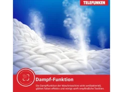 Telefunken Waschmaschinen<Waschmaschine 10kg 1400 U/Min. Dampffunktion Auto-Dosierung Inverter Motor AquaStop W-10-1400-A-W