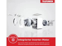Telefunken Waschmaschinen<Waschmaschine 10kg 1400 U/Min. Dampffunktion Auto-Dosierung Inverter Motor AquaStop W-10-1400-A-W