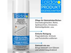 Toldoro 12x Edelstahl Pflegespray 400ml  Edelstahlreiniger für Küche oder Grill Edelstahlpflege Spray als Reinigungsmittel oder Metallreiniger< Kühlschränke