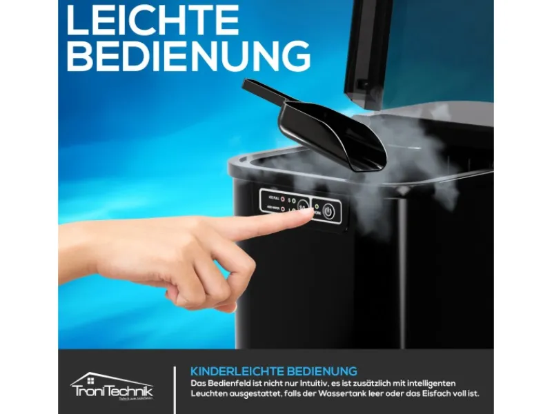 Online Tronitechnik Eiswürfelmaschine Ice Maker Eiswürfelbereiter Schwarz Kunststoff