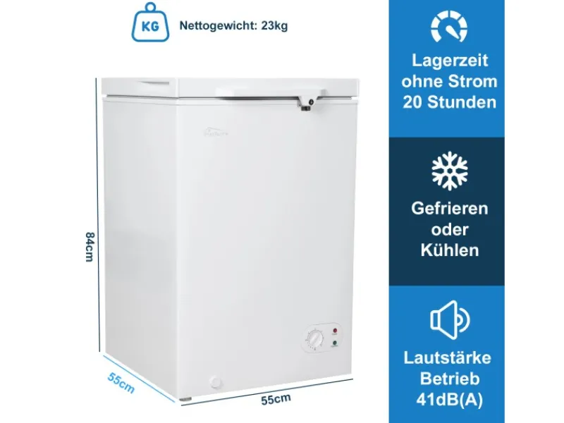 Tronitechnik Gefriertruhe Kühltruhe Borgar Pro Mit 2In1 Gefrier- Und Kühlfunktion | 110 Liter 169Kwh/Jahr | Led-Licht< Gefrierschränke