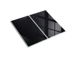 Tulup Herdabdeckplatte SET aus 2 Stück 30x52 cm Schneidebrett Glas Schutzplatte Küchenutensilien Anschlagtafel Schwarz