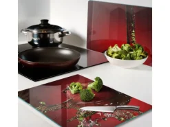 Tulup Herdabdeckplatte SET aus 2 Stück 40x52 cm Schneidebrett Glas Schutzplatte Küchenutensilien Apfel und Wasser< Schneidebretter|Herdabdeckungen