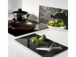 Schneidebretter<Tulup Herdabdeckplatte SET aus 2 Stück 30x52 cm Schneidebrett Glas Schutzplatte Küchenutensilien Katzen im Fenster