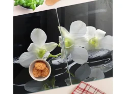 Schneidebretter|Kochfelder<Tulup Herdabdeckplatte SET aus 2 Stück 40x52 cm Schneidebrett Glas Schutzplatte Küchenutensilien Abdeckung Orchidee