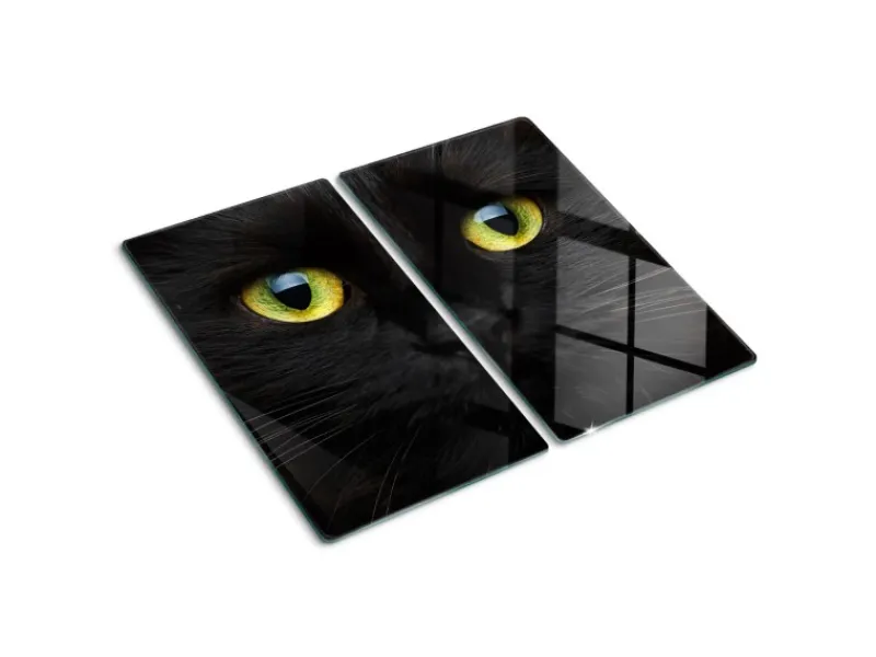 Clearance Tulup Herdabdeckplatte SET aus 2 Stück 30x52 cm Schneidebrett Glas Schutzplatte Küchenutensilien Katzenaugen Schwarz