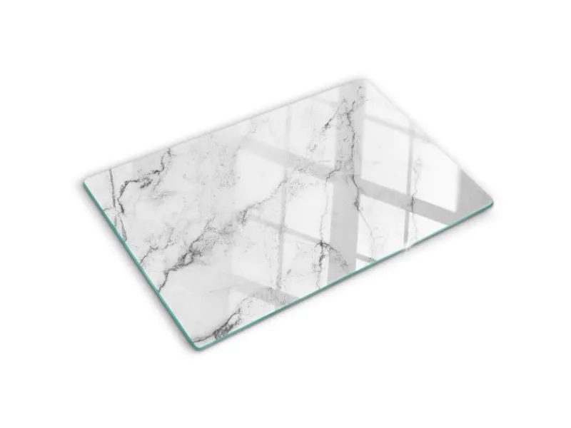 Best Tulup Herdabdeckplatte 80x52 cm Schneidebrett Glas Schutzplatte Küchenutensilien Spritzschutz Abdeckung Marmor Weiß