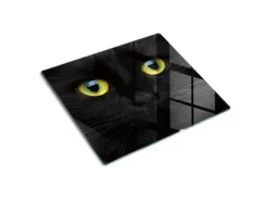 Discount Tulup Herdabdeckplatte 60x52 cm Schneidebrett aus Glas Schutzplatte Küchenutensilien Spritzschutz Abdeckung Katzenaugen Schwarz