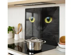 Discount Tulup Herdabdeckplatte 60x52 cm Schneidebrett aus Glas Schutzplatte Küchenutensilien Spritzschutz Abdeckung Katzenaugen Schwarz