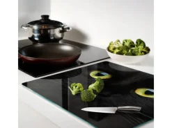 Discount Tulup Herdabdeckplatte 60x52 cm Schneidebrett aus Glas Schutzplatte Küchenutensilien Spritzschutz Abdeckung Katzenaugen Schwarz