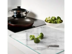 Tulup Herdabdeckplatte 60x52 cm Glas-Servierbrett Küchenutensilien Schutzplatte Spritzschutz Abdeckung Marmor< Herdabdeckungen