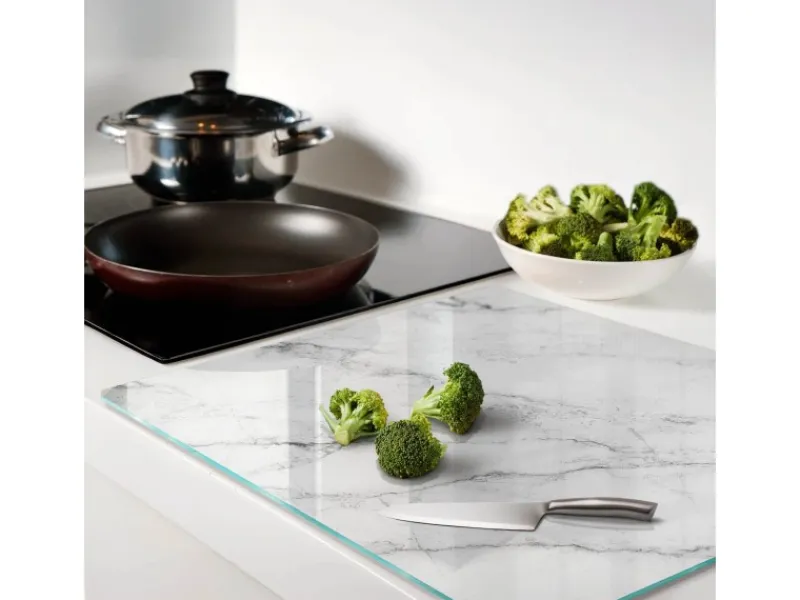 Tulup Herdabdeckplatte 60x52 cm Glas-Servierbrett Küchenutensilien Schutzplatte Spritzschutz Abdeckung Marmor< Herdabdeckungen