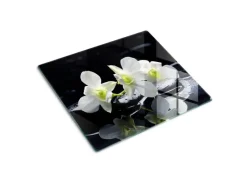 Schneidebretter|Herdabdeckungen<Tulup Herdabdeckplatte 60x52 cm Schneidebrett Glas Schutzplatte Küchenutensilien Spritzschutz Abdeckung Orchidee